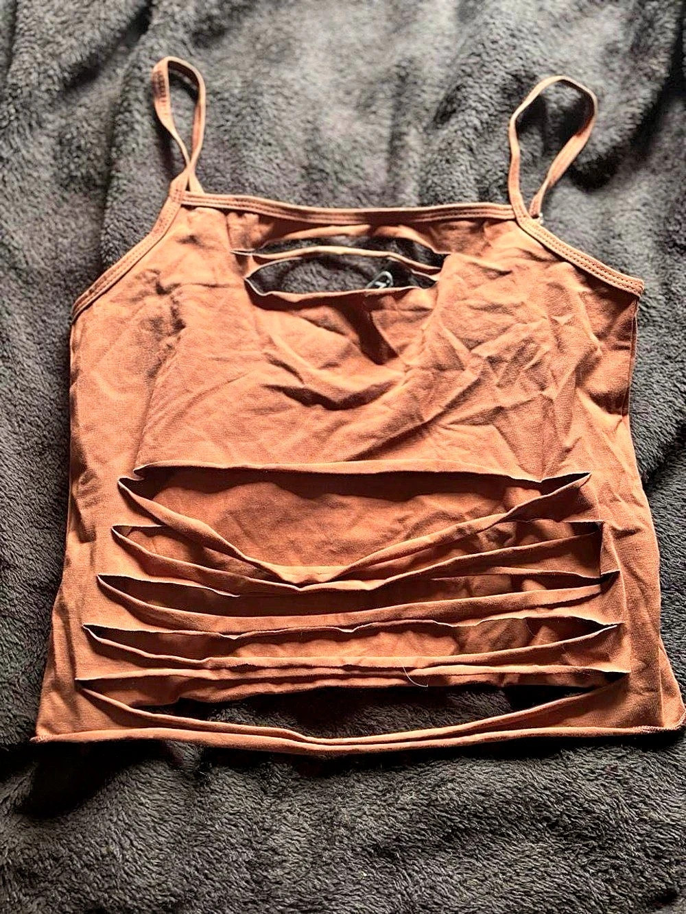 Current Mood Never Conform Slashed Tank Brown Size Large NWT